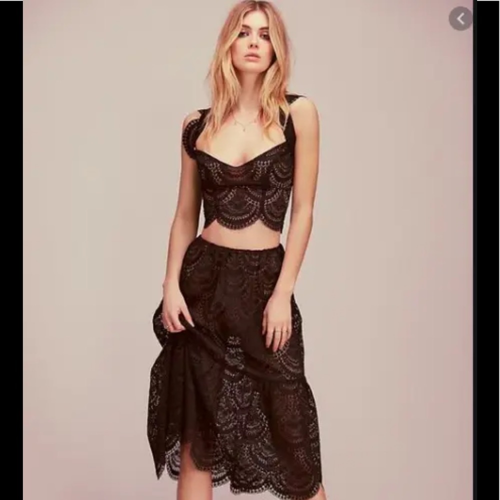 For Love & Lemons Roslitas midi skirt and crop top set size   S